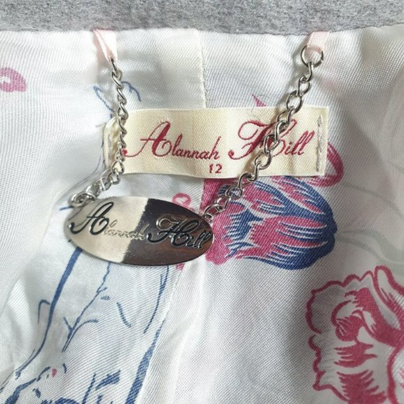 Alannah Hill Coat Jacket Wool  &  Chmere blend grey peplum pleated - Picture 5 of 8